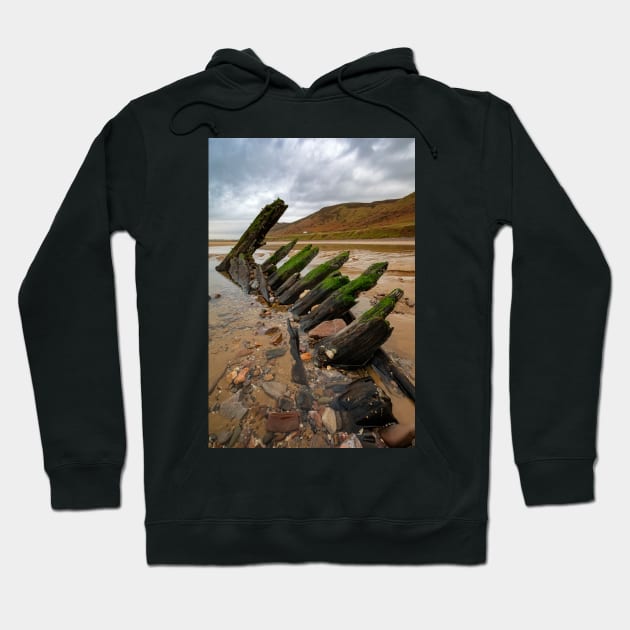 The Helvetia Wreck, Rhossili Bay Hoodie by dasantillo